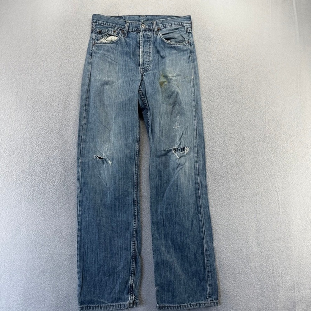 Vintage Levis Jeans Mens 30x34 Fits 30x31 blue Denim 501 Distressed y2k Straight